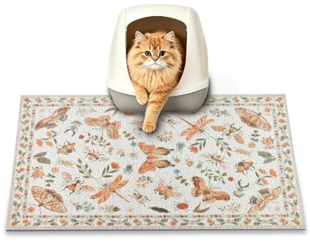 YOSEPATI Cat Litter Mat, 60x40cm Small Litter Mat,Cute Decor Kitty Box Mats