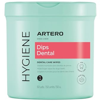 Artero Dedales Limpiadores Dientes Perros y Gatos 50 Uds - Toallitas Dentales Desechables, Limpieza Dental sin Cepillo, Reduce Placa y Mal Aliento, Higiene Bucal Mascotas