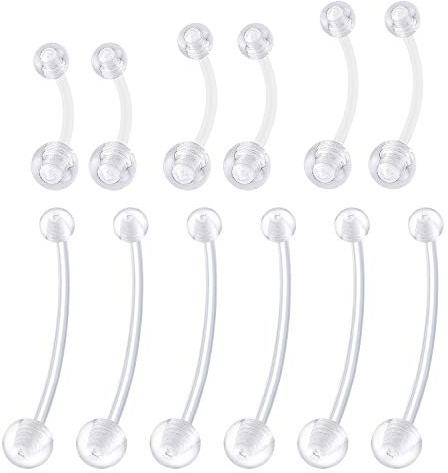 Mayhoop 14G Gravidanza Piercing Ombelico Flessibile in Acrilico Anello Ombelico Palla Trasparente Piercing Gioielli barra 14-32mm 12Pezzi