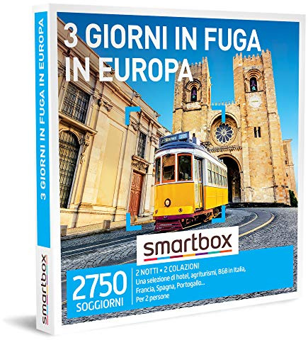 Smartbox - Cofanetto Regalo per Uomo o Donna - 3 Giorni in Fuga in Europa - Idee Regalo Originale - 2 Notti con Colazione per 2 Persone