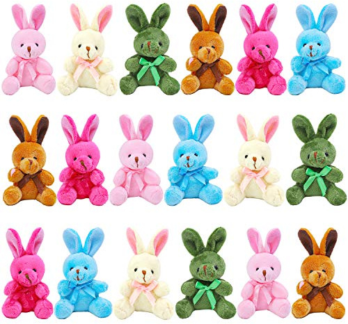 Elcoho 18 Pack Easter Plush Bunnies Stuffed Bunny Plush Toys Easter Baskets Filler Stuffers Easter Gift Plush Bunny Animals