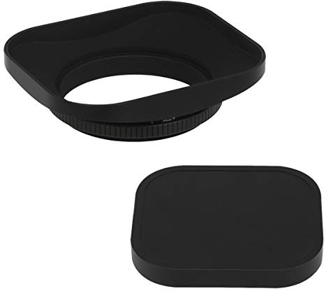 Haoge LH-B46T 46mm Square Metal Screw-in Lens Hood with Cap for Leica Summilux-M 35mm f/1.4 50mm f1.4 E46, Summarit-M 90mm f/2.5 75mm f2.5 E46, Summicron-M 28mm F2 E46, Voigtlander 35mm f/1.7 28mm f2