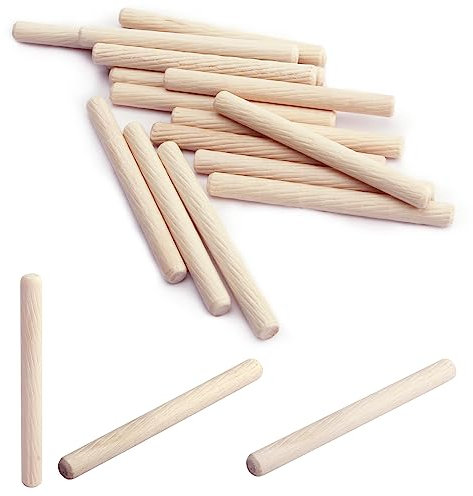 MroMax 8 x 80 mm Holzdübelstifte, ofengetrocknet, geriffelt, abgeschrägtes Hartholz, 50 Stück