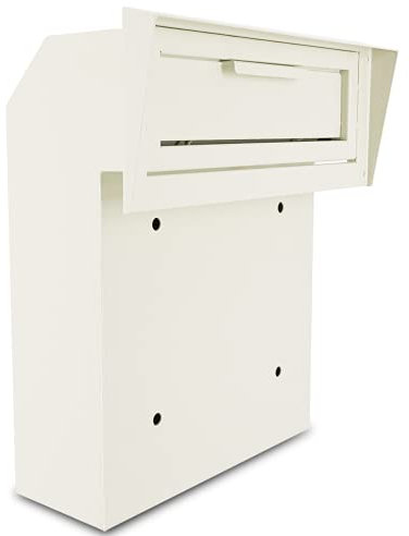 Pochar Door Drop Box for Mail, Rent, Deposit, and Night Key - Mount Locking Mailbox With Rear Access (10.5'' x 2.25'' Mail Slot) (12'' x 4.25'' x 15'' Rainproof, Light Gray)