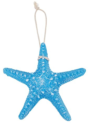 GORGECRAFT 16x16 cm Adornos de Estrella de Mar Resina Gran Decoración Pared Colgante Junto Al Mar Estilo Mediterráneo Azul Claro Playa Estrella Colgante Hogar Restaurante Dormitorio Baño