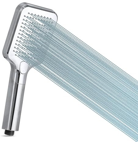 AQUALONA® Chrome Narva Handheld Shower Head - Boosts Water Pressure - Rub Clean Technology - Standard BSP Connection - Adult, Children, Pet, Home, Gym - 3 Spray Patterns - Universal