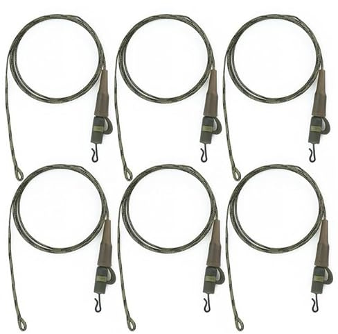 6 pièces Ligne de pêche à la carpe Leader de base en nylon Rig à cheveux attaché Connecteur rotatif Accessoires (FBA-LC211)