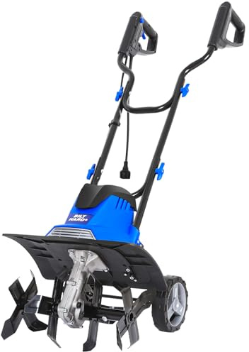 BILT HARD 14 10Amp Electric Garden Tiller | 4 Steel Tines Tiller Cultivator with Foldable Handle & Adjustable Wheels for Soil Cultivation, Weeding, Portable Gardening