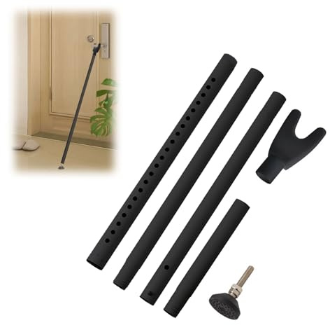 Qivine Ajustable Barra Seguridad Puerta, 48~129cm Seguro para Puertas de Habitacion de Protección Antirrobo, Barras de Bloqueador de Puerta para Correderas y Ventanas Correderas (Negro)