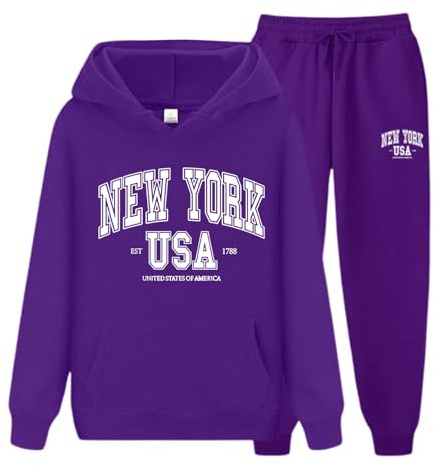 Générique Tuta da donna con cappuccio e zip per autunno, viola., S