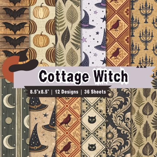 Cottage Witch Scrapbook Paper Craft Pad: 12 Witchy Designs, 36 Double-Side Sheets Printed on 8.5x8.5 Size Paper. Perfect for Cardstock, ... Decorations, Mixed Media, DIY & More!