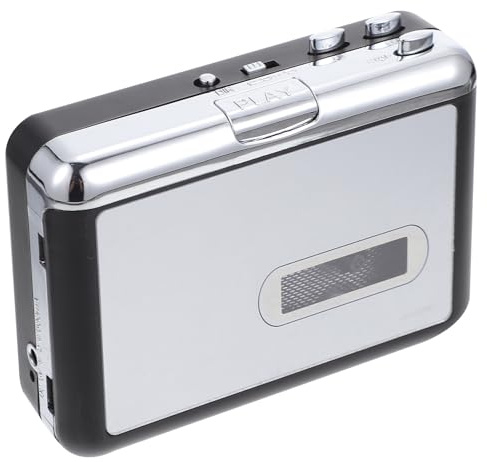 GAROZATION Reproductor de Cintas Portátil Conversión a Mp3 y Alta Fidelidad, Carcasa de Plástico Color Plata, Funciona 2 Pilas AA, Adecuado para Digitalizar Casetes