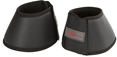 Covalliero, 2 x Hufglocken Protecto, schwarz, Cob, Synthesekautschuk, Pferd, stoß absorbierend, doppelt gesicherter Klettverschluss