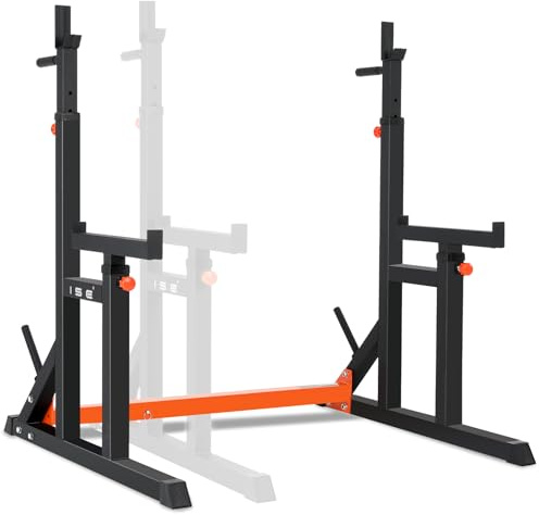 ISE Rack Palestra Multifunzione Supporto Bilanciere per Casa, Squat Rack Porta Bilanciere con Altezza Regolabile per Panca