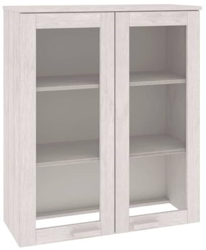 vidaXL Top for Highboard HAMAR - Solid Pinewood Construction with Glass Doors, White - 33.5x13.8x39.4 - Weighs 49.6 Pounds