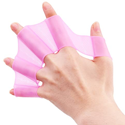 VOANZO 2 Paires de Gants de Natation avec Paume palmée Équipement de Natation Griffe de Grenouille Pagaie de Surf Aquatique pour Enfants et Femmes pour entraînement de Natation (Violet, M + L)