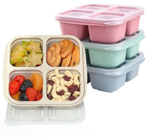 4 Pack Snack Containers, Reusable Bento Snack Box, 2-Cup Capacity, BPA-Free