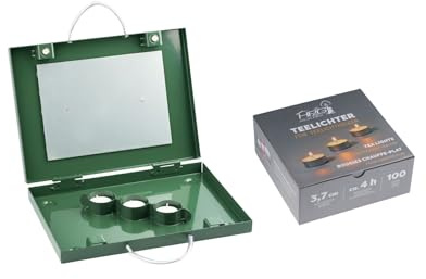 EUROHUNT Teelichtheizer mit 100 Teelichtern, Fuß-und Kanzelheizer, Heizung, Grün, ca. 31 cm x 23 cm x 5 cm