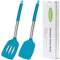 Silicone Spatula Turner, Heat Resistant Slotted Spatula Solid Turner for Cooking, 2 Pack BPA Free Large Black Silicone Spatula Kitchen Utensils for Baking Non Stick Cookware, Dishwasher Safe, Blue