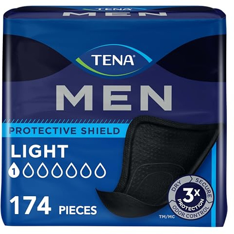 Tena Men Light Incontinence Protective Shield for Men, Bladder Control, Discrete, Light Absorbency, 174 Count