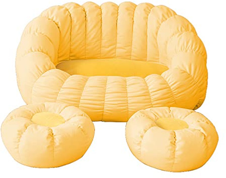 Fodera per poltrona a sacco, copertura morbida e soffice (solo fodera, senza imbottitura), copertura per poltrona a sacco, colore: giallo limone