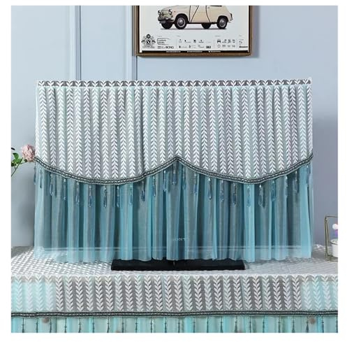 UJEDFHV TV Cover Dust Proof And Breathable TV Cover Lace Power On Without Removing Hanging Curved Tabletop Fabric(Color05,140 x Height 85cm)