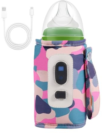 para biberón para niños, aislada enchufable con correa, calentador de botellas portátil USB de camuflaje, para alimentación de agua con leche, coche, bebida, alimentos, lactancia materna