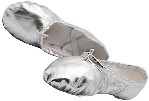 missfiona Scarpette da Danza Classica Donna in Pelle PU Pantofole da Ballo Ginnastica con Suola Divisa