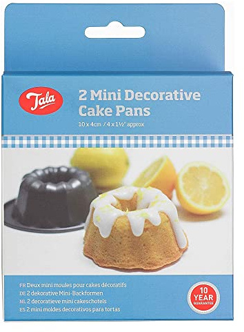 Tala 2 Decorative Mini Cake Tin - Non-Stick Spiral Cake Mould Baking Pan - Even Heat Distribution Flute Small Cake Tins - Carbon Steel, Wide Flat Handles, Dishwasher and Freezer Safe,14cm x 12cm