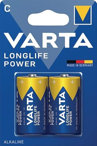 VARTA Batterie, LONGLIFE Power, Baby, C, LR14, 1,5 V, 7.800 mAh (2 Stück), Sie erhalten 1 Packung á 2 Stück