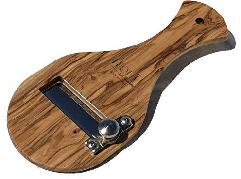 HOT! Kitchenware Tagliatartufi in legno d'ulivo, con lama liscia regolabile, Made in Italy