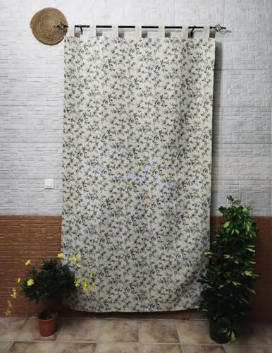 Mercatienda Cortina para Puerta Exterior - Protección para tu Entrada en la Calle 140x260cm - Flor Silvestre Azul. para Puertas Ventanas y Patios Interior Exterior confeccionadas en España.