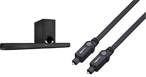 DENON DHT-S416 - Soundbar TV 2.1 con Subwoofer Wireless, Google Chromecast Integrato, Wi-Fi, Bluetooth, Dolby Digital, HDMI ARC, Nero & Amazon Basics - Cavo audio ottico digitale Toslink, 1 m