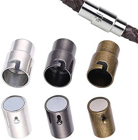 MOAMUN 30 Stück Armband Verschluss zur Schmuckherstellung, Hohe Saugleistung Magnetverschluss Armband für Lederseil Halskette Armband Verschlüsse für Armbänder Magnetverschluss Kette 3 Farben (7 MM)