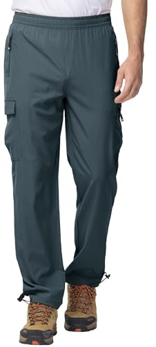YSENTO Mens Quick Dry Walking Hiking Trousers Outdoor Lightweight Breathable Trekking Work Trousers with Zip Pockets(Cold Grey,M)