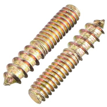 sourcing map 1/4-20 x 1-1/4 Hanger Bolts Double Head Dowel Screw for Wood Furniture 40pcs