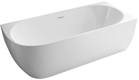 BERNSTEIN Freistehende Badewanne aus Sanitäracryl Wanne mit Doppelwandiger Konstruktion 170 x 75 x 60 cm - 5 Jahre Garantie - Standbadewanne Lena Corner in Weiß glänzend, Acryl-Wanne Einbau Rechts