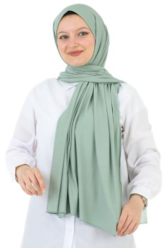 Prien Hijab Per Le Donna Sciarpa Viscosa Leggera Musulmano Scarf Scialle Lungo Scialle Sciarpe Islamiche Turchia Foulard Di Seta Per Le Women (Verde Chiaro)