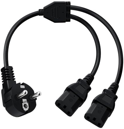 HuaLiSiJi Cable Alimentation Y Splitter IEC C13 Cable Alimentation Double C13 Alimentation 2 C13, pour Ordinateur, TV, Moniteur, Ecran (1.5m)