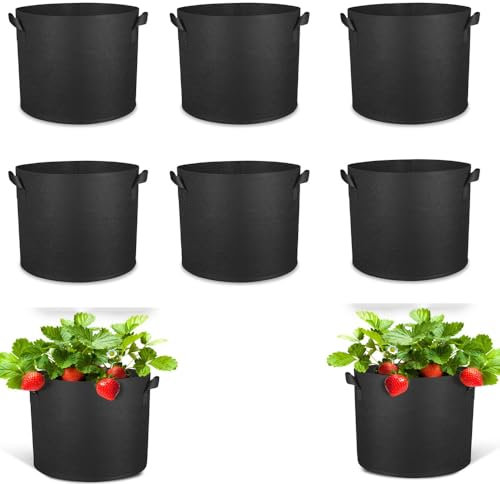 Changyeah 6 Stück Pflanzsack Stofftopf,11.35 L Pflanzsack,für Tomaten, Pflanzsack aus Vliesstoff, Garten Gewächshaus Pflanzbeutel Pflanztopf,Stoff Töpfe aus Vliesstoff Pflanzbeutel