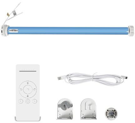 Rechargable Matter Thread Smart Roller Shade Battery Blinds Motor,Motorized Electric Shade for 38mm Tube,Matter-enable APP/Timer/Voice Control,Automatic Homekit Tubular Motor (with 6chanel remote)