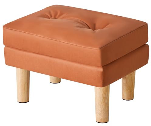 YMYNY Taburete otomana de piel sintética, superficie suave extraíble, diseño moderno, para dormitorio y salón, 41,5 x 31,5 x 32 cm, color naranja HBD041J