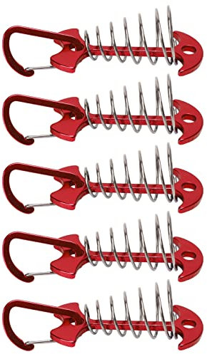 Deckanker, Zeltzubehör mit Federschnalle, 5 Stück für Camping (Rot)