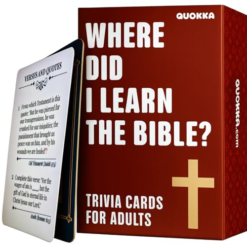 QUOKKA Bible Trivia Game for Adults – 500 Bible Questions for Christians – Fun Christian Trivia Card Games for Adults & Family – Religious Gifts for Men and Women - 4 Rich Categories to Learn and Play
