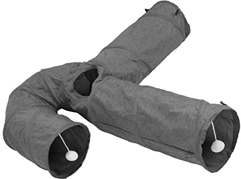 3 Way Cat Tunnel med Teaser Ball och Taköppning - Säker Rivsäker Katttunnel för Daglig Träning och Interaktion kattentunnel nan kattentunnel Tunnel