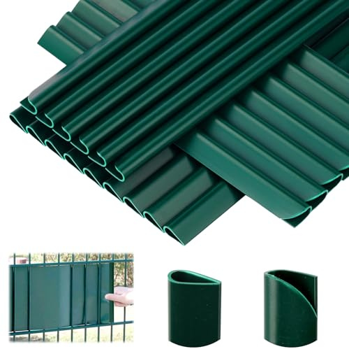 Lot de 70 clips de fixation en PVC pour brise-vue - Rails de serrage pour bandes pare-vue - Clôture à double fil - Clôture de jardin - Clips de fixation pour portail de jardin et balcon - Film (Vert)