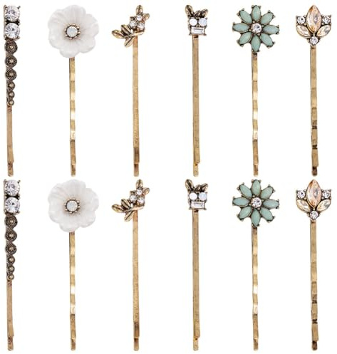 Umibow 12 horquillas de pelo vintage decorativas retro para mujeres y señoras, elegantes horquillas de metal, accesorios para el cabello (estilo clásico)