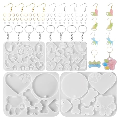 Bestewelry Lot de 2 moules en résine époxy sur le thème des animaux de compagnie pour chats, chiens, os de chien, moules en résine époxy UV pour boucles d'oreilles, travaux manuels, fabrication de