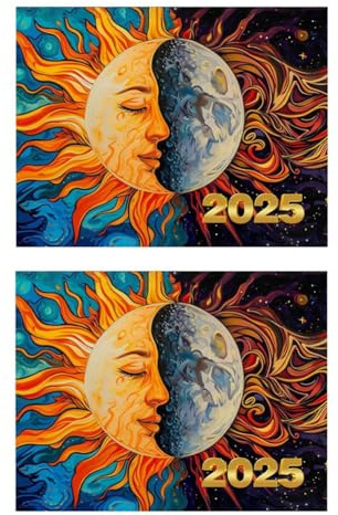 Remingtape 2-delat sol- och månkalender för 2025, planeringskalender, kalender, sol och måne, dagligt och månadsschema, planeringskalender