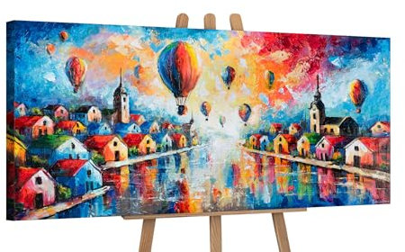 YS-Arte Cuadros Coloridos Cuadros Acrílico Pintado sobre Lienzo en Formato Horizontal Pintado a Mano el Mural Diseño de Pared Salón Cuadros Oficina Moderna Decoración 115x50 cm